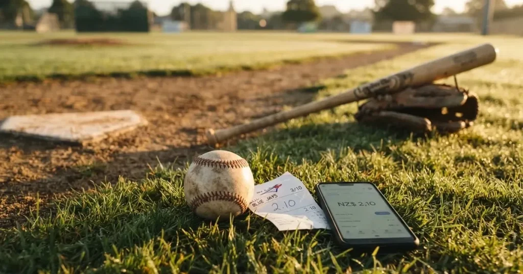 A ball on the centre spot of a grass pitch in morning light